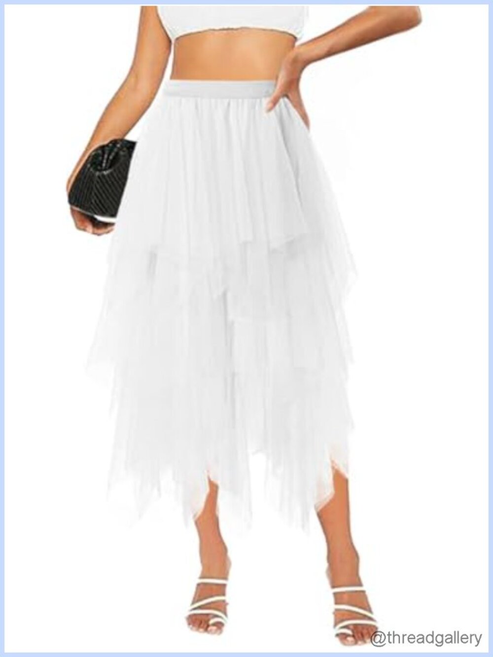 Tulle Midi Tutu Skirt Women A-Line Layered Fairy High Elastic Waist Halloween